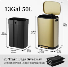 Kitchen Step Trash Can With Lid, 13 Gallon / 50 Liter Stainless Steel Garbage Bin With Removable Inner Bucket, Anti-fingerprint, Waterproof, And Silent Close, Trash Bin For Kitchen, Bedroom, Living Room And Office - WE DO NOT SHIP!!