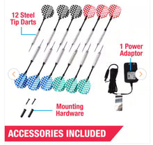 BristleSmart Dartboard with Cabinet - Accepts steel tip darts with electronic scoring and 294 games- NEW IN BOX