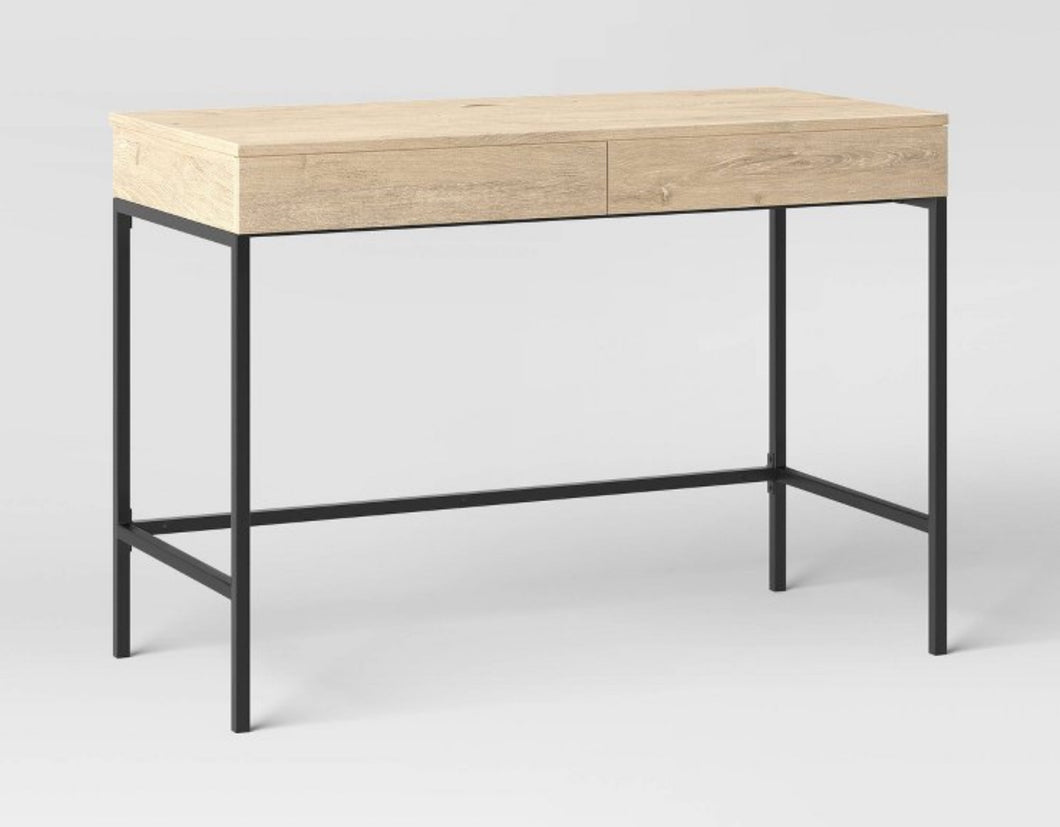 Loring Wood Writing Desk with Drawers and Charging Station- Oak - Threshold!! NEW IN BOX!!