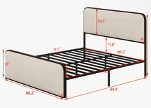 Modern Metal Bed Frame With Upholstered Headboard And Footboard Bed With Under Bed Storage, QUEEN