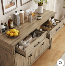 Wood Buffet Cabinet, Sideboard Cabinet, Storage Cabinet with 2 Drawers and 3 Doors, Adjustable Shelves, Washed Gray! (NEW IN BOX)
