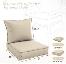 22 in. x 24 in. x 4 in. Square Outdoor Deep Seating Cushion Set Seat and Back Cushion for Lounge Chair Cream!! NEW IN BOX!!