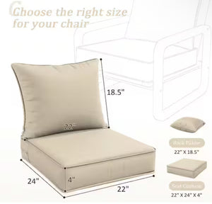 22 in. x 24 in. x 4 in. Square Outdoor Deep Seating Cushion Set Seat and Back Cushion for Lounge Chair Cream!! NEW IN BOX!!