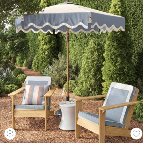 Round Scalloped Fringe-Edge Outdoor Patio Market Umbrella - new!