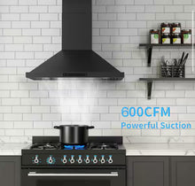 Vikio Pro 36 in. 600 CFM Ducted Wall Mount Range Hood in Black Stainless Steel with Gestures/Touch Control and LED Lights!! NEW IN BOX!!