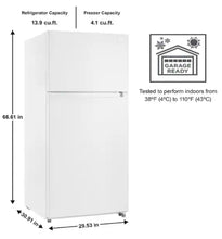 Vissani 18 cu. ft. Top Freezer Refrigerator, Garage Ready in White!! BRAND NEW(MINOR DENT FROM SHIPPING)!!