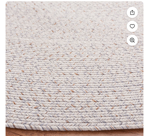 SAFAVIEH Braided Gino Distressed Machine Washable Reversible Area Rug, Ivory/Light Grey, 7' x 7' Round- new