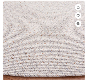 SAFAVIEH Braided Gino Distressed Machine Washable Reversible Area Rug, Ivory/Light Grey, 7' x 7' Round- new