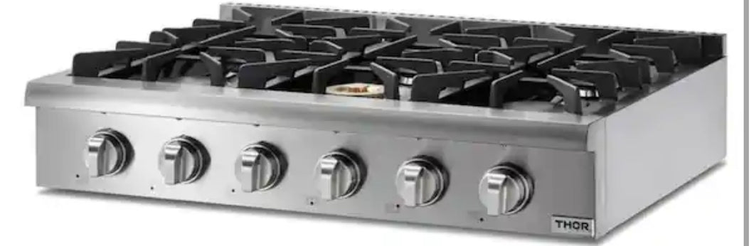 Thor Kitchen 36 in. Gas Cooktop in Stainless Steel with 6 Burners! (NEW IN BOX)