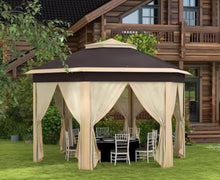 Outsunny 13 ft. x 13 ft. Pop Up Gazebo, Hexagonal Canopy Shelter with 6 Zippered Mesh Netting, Beige! (NEW IN BOX)!