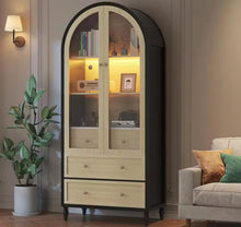 Bestseller73" Tall Arched Storage Cabinet - Modern Farmhouse Bookcase with 3 Large Drawers, Display Cabinet! (NEW IN BOX)