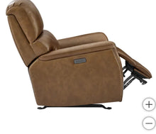 Barcalounger Presley Leather Power Rocker Recliner with Power Headrest, Brown! (NEW - HAS MINOR BLEMISH ON BOTTOM OF FRONT LEFT - PHOTOS SHOWN)