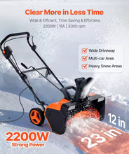 Vevor Electric Snow Blower 23 in. 15A Corded Dual LED Headlights and 180° Chute 25 ft. Throwing Distance 12 in. Depth Clearing