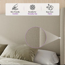 Belo King Upholstered Platform Bed, Khaki - WE DO NOT SHIP!!