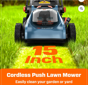 SENIX 40V Brushless  16in Deck Battery Lawn Mower, 15in Cutting Blade, 2-in-1 Mulching & Bagging Cordless Push Mower,  6-Position  Adjustment, LPPX2-M4- new in box