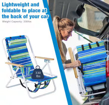 Winado Portable 2 Pack Striped Blue Steel Folding Adjustable Headrest Beach Chair!! NEW IN BOX!!