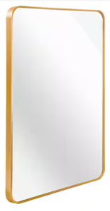 Nestfair 24 in. W x 32 in. H Gold Rectangle Brush Metal Framed Rounded Corner Vanity Mirror! (NEW IN BOX)