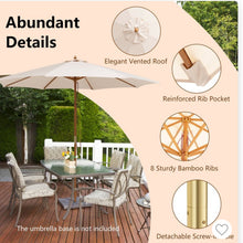 Beige 10ft wooden umbrella is a great choice for outdoor activities in courtyards, patios, gardens - new in plastic