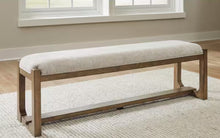 Cabalynn Casual Beige / Light Brown Polyester 64 in. Trestle Base Bench without Back Seats 3! (NEW & ASSEMBLED)