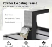 8-Piece Metal Patio Outdoor Dining Set with Slat Rectangle Table, 2 Elegant Swivel Chairs with Beige Cushions, and 15Ft LED Umbrella W/Base! (NEW - SCRATCHED FROM SHIPPING)