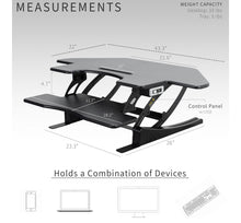 VIVO 43 inch Corner Electric Height Adjustable Cubicle Stand Up Desk Converter, VE Series, Sit to Stand Tabletop Dual Monitor Riser with USB Port, Black, DESK-V000VCE- new in box