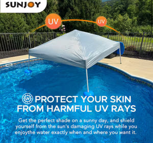Grey 10 ft. x 10 ft. Steel and Aluminum Frame Floating Tent Pool Pop Up Gazebo with Fabric Canopy! (NEW IN BOX)
