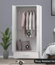 White 2-Door Wardrobe Armoire with 1-Drawers and Hanging Rod 66.9 in. H x 31.5 in. W x 18.9 in. D- new in box