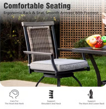 Set of 4 Metal Bar Height Outdoor Dining Rattan Bistro Chairs with Gray Cushions! (NEW IN BOXES - CHAIRS ONLY)