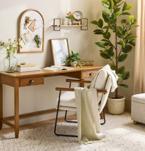 2-Drawer Rectangular Office Desk -Oak Brown! (NEW IN BOX)