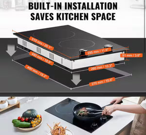 Electric Cooktop, 12 in. 2 Burners Built-in Electric Stove Top, 3000 W Ceramic Top Radiant Cooktop, with Glass Panel! (NEW IN BOX)