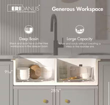Eridanus Oslo 32 in. Drop-In/Undermount Double Bowl Fireclay Kitchen Sink in Crisp White with Botton Grid and Basket Strainer!! NEW IN BOX!!