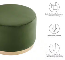 Modway Tilden Large 23 in. Round Performance Velvet Upholstered Ottoman in Moss Green Natural!! BRAND NEW!!