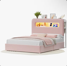 Wrought Studios Upholstered Bed Frame, Storage Bed with LED and Charging Station, Queen - WE DO NOT SHIP!!