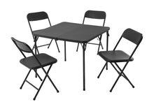 Mainstays 5 Piece Resin Card Folding Table and Four Folding Chairs Set, Black**New in box**