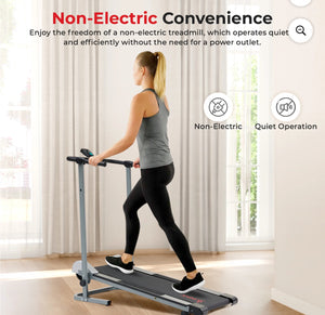 Sunny Health & Fitness Manual Treadmill - Compact Foldable Exercise Machine for Running and Cardio Training! (NEW & ASSEMBLED)