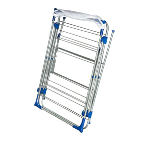 Honey-Can-Do 3-Tier Folding Accordion Steel Clothes Drying Rack with  Mesh Top, Silver/Blue**New in box**