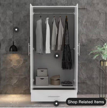 White 2-Door Wardrobe Armoire with 1-Drawers and Hanging Rod 66.9 in. H x 31.5 in. W x 18.9 in. D- new in box
