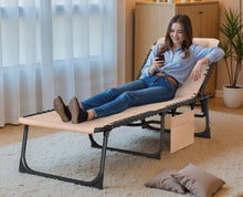 2-Pieces Metal Folding Outdoor Chaise Lounge with Face Hole, 5-Position Reclining Portable Patio Chair, Beige! (NEW IN BOX)