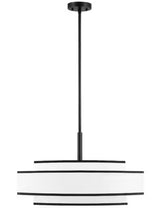 24 in. 5-Light Black Double Shaded Drum Chandelier with White Fabric Shade! (NEW IN BOX)