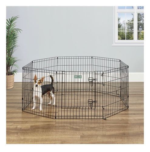 MidWest Homes For Pets Metal Black Exercise Pet Dog Playpen with Door, 24