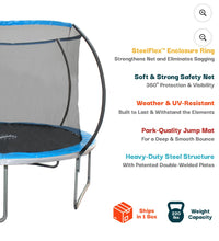 Sportspower Bounce Pro 10’ Round Trampoline with Safety-Enclosure in Blue and Silver-