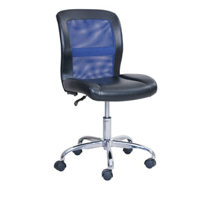 Mainstays Mid-Back, Vinyl Mesh Task Office Chair, Black and Blue**New and assembled**