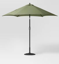 9' Round Outdoor Patio Market Umbrella Basil with Black Pole Green! Threshold™: Fade-Resistant, Crank Lift, Push-Button Tilt! (NEW)