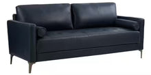 Goodwin 75.6 in. Mid-Century Modern Square Arm Faux Leather Sofa in Navy Blue! (NEW IN BOX)