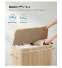 SONGMICS Laundry Hamper with Lid, Bamboo Laundry Basket, Removable Machine Washable Laundry Basket, with Handles, 26.4-Gallons, for Laundry Room, Bedroom, Bathroom, Natural**New in box**