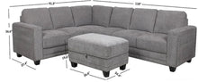 Santana Fabric Sectional with Storage Ottoman