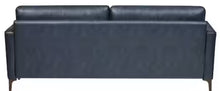 Goodwin 75.6 in. Mid-Century Modern Square Arm Faux Leather Sofa in Navy Blue! (NEW IN BOX)