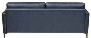 Goodwin 75.6 in. Mid-Century Modern Square Arm Faux Leather Sofa in Navy Blue! (NEW IN BOX)