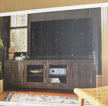 Storage TV Stand for TVs up to 75" Weathered Pine - Threshold™: Farmhouse Style Media Console with Adjustable Shelves! (NEW IN BOX)