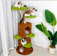 58.3'' H Solid Wood Cat Tree / Multi Cat Condo Warm Soft Furry Cat Climbing Shelf Fluffy Perch Cat Bed- new in box - assembly required
